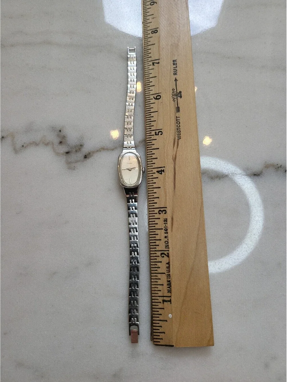 Vtg Womens Timex Watch Windup Silvertone Working Ready To Wear 7.5